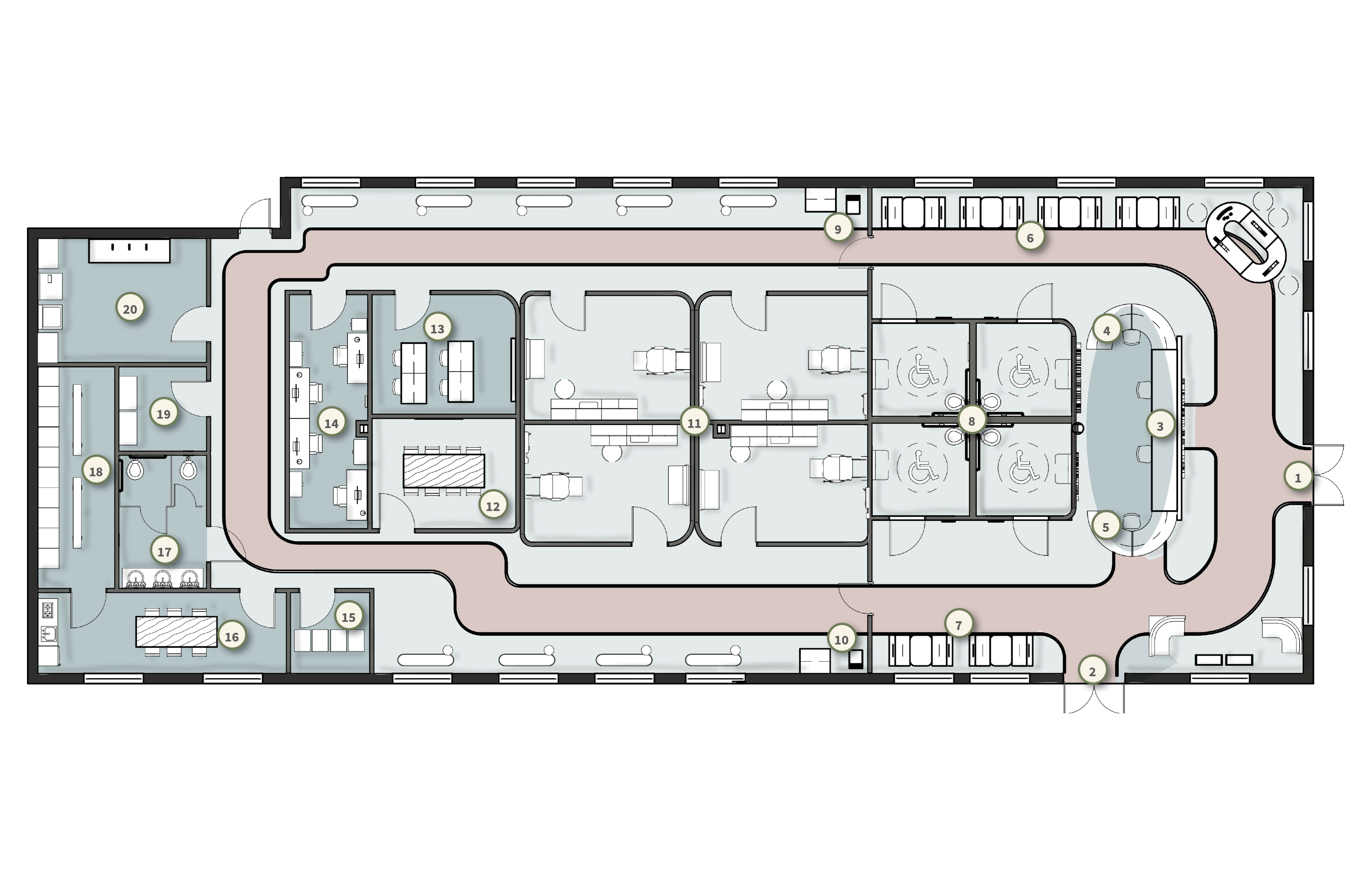 Meridian Pediatric Clinic Floor Plan with Key